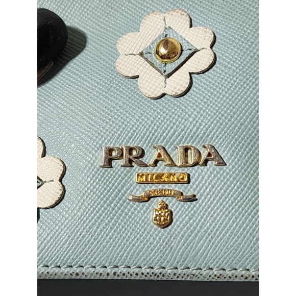 Authentic Prada Saffiano Fiori Wallet Blue - Picture 6 of 15